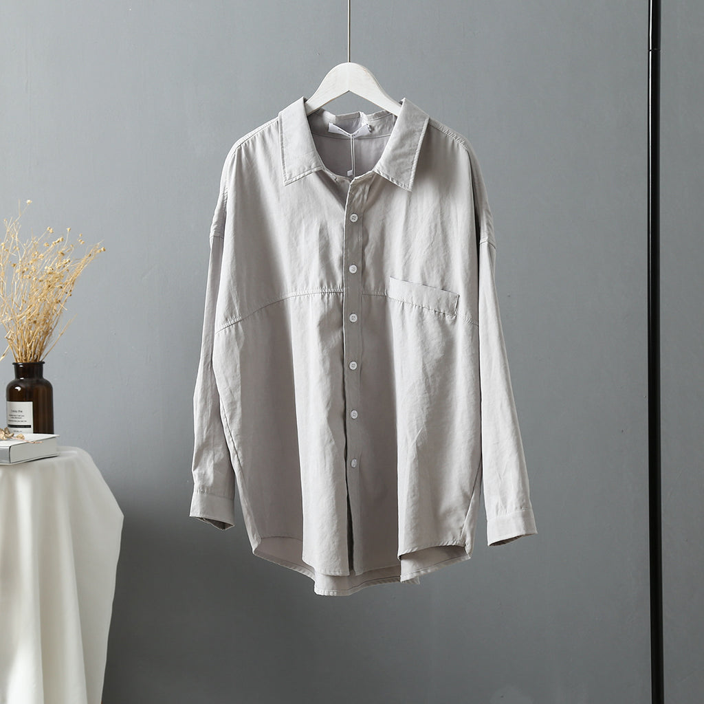 Women's Loose Plain Shirt Jacket