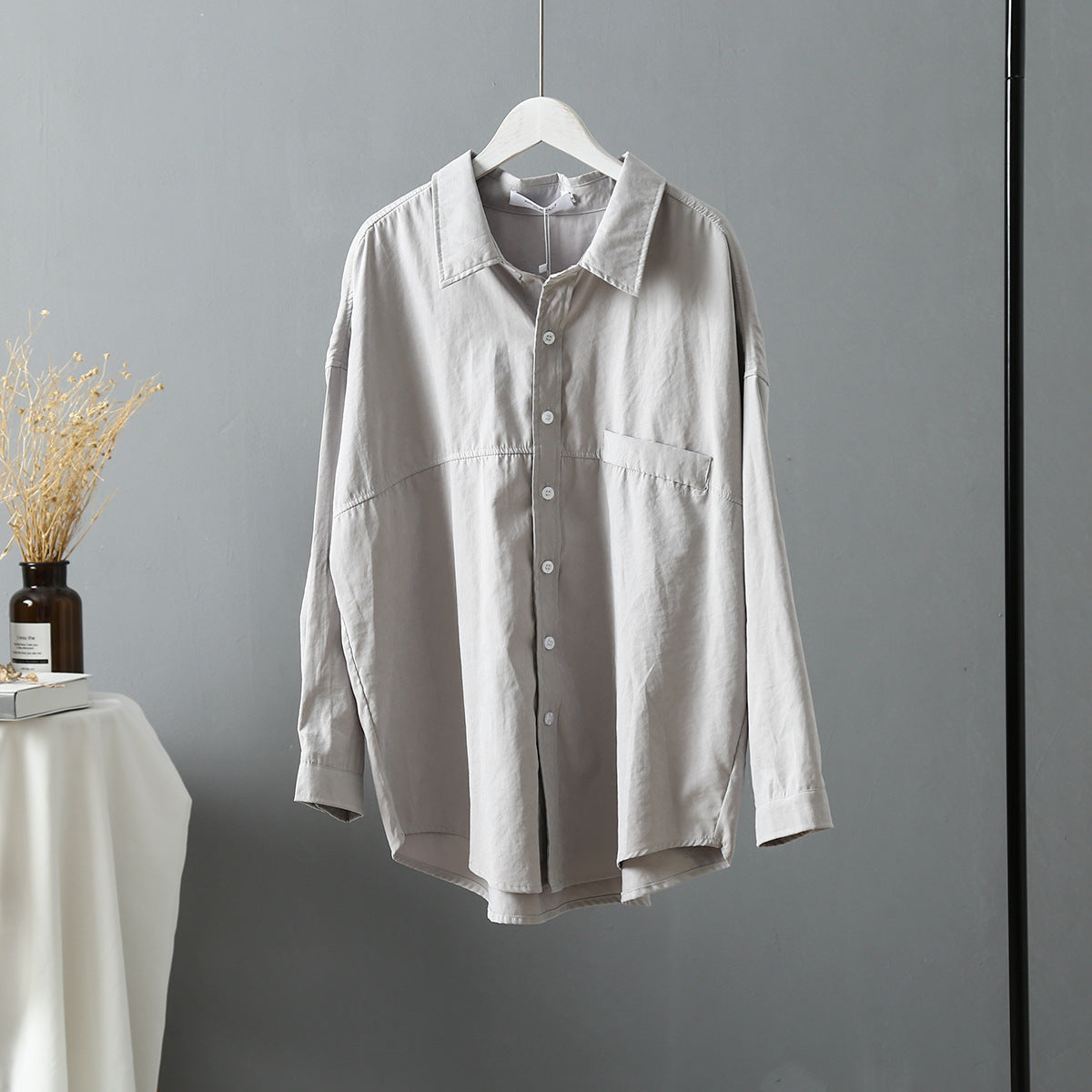 Women's Loose Plain Shirt Jacket