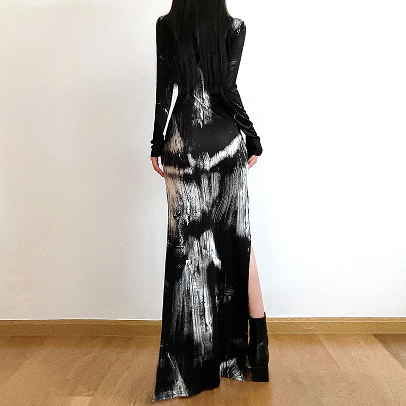Retro Chinese Style Ink Print Dress Women's Dresses Unbranded