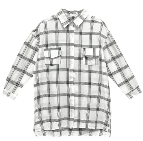 Women's Irregular Plaid Long Sleeve Shirt