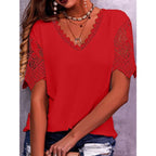 Women's Loose V Neck Short Sleeve Tops