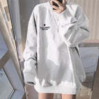 Women's Casual Loose Sweater Women's Sweatshirt Unbranded White L