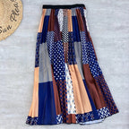 Women's Rainbow Print Pleated Skirt