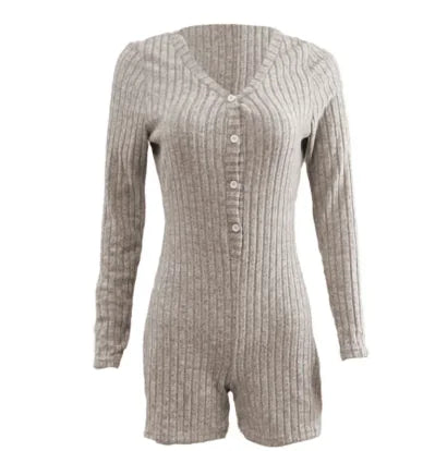 Women's Casual Slim Rib Knitted Jumpsuit