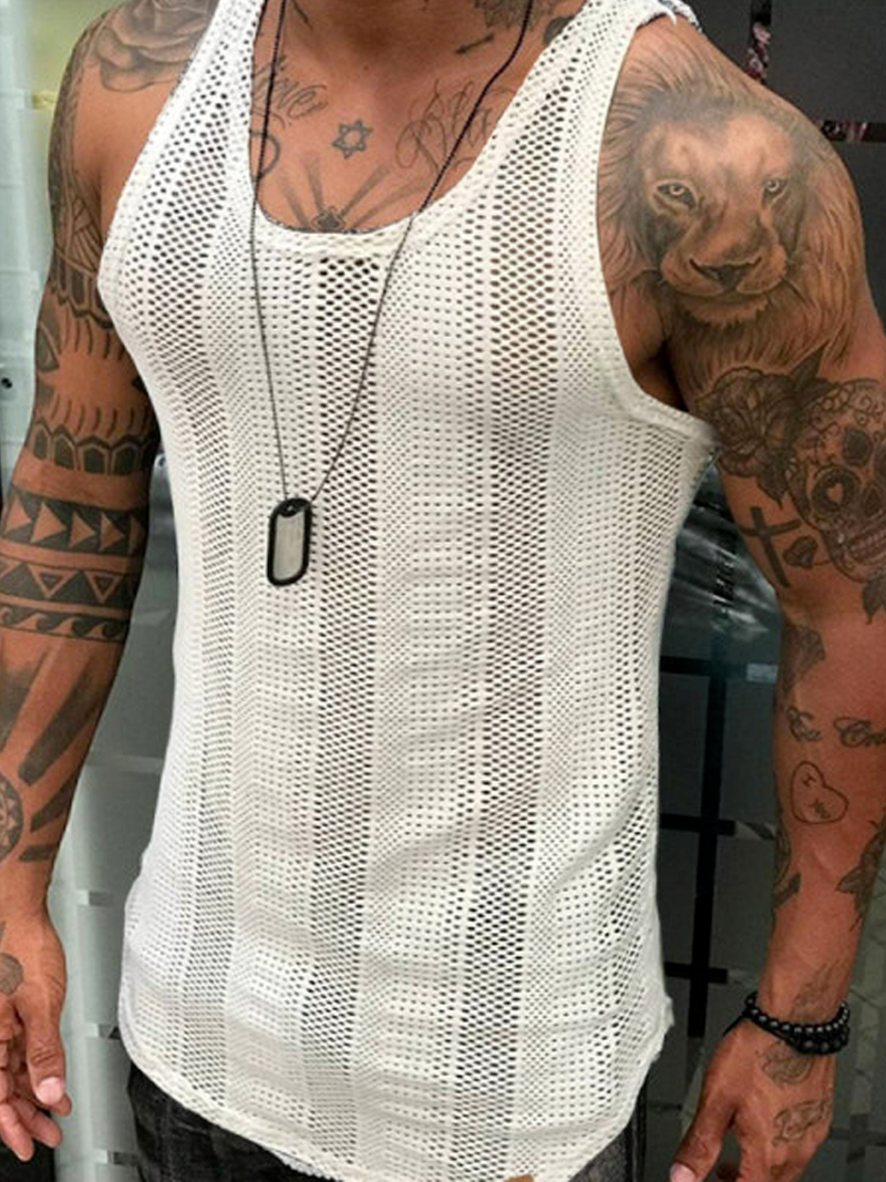 Men's Breathable Polyester Fiber Tank Top for Gym Training