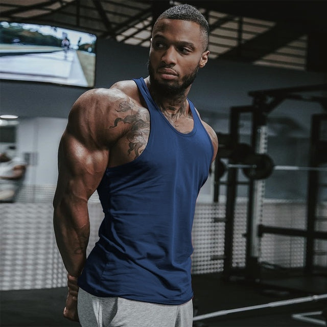 Men's Fitness Elastic Muscle Wide Shoulder Tank Top