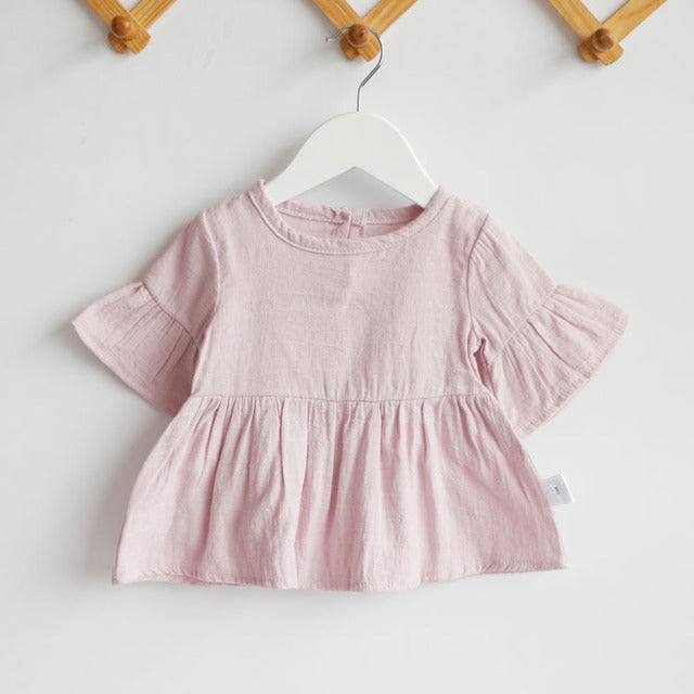 Casual Cotton Flared Sleeve Tops for Girls