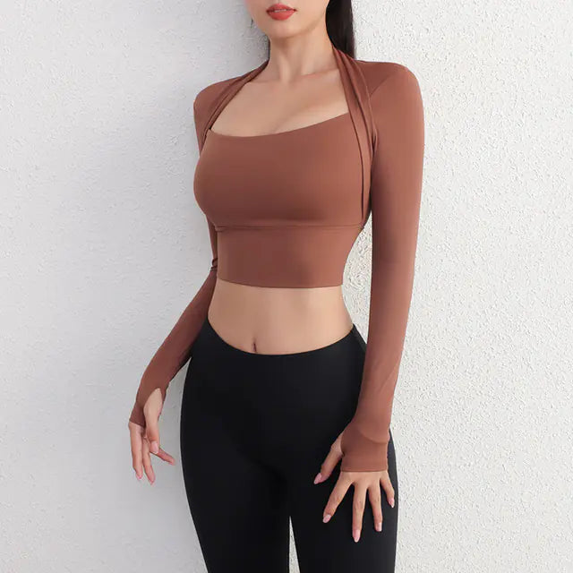 Women's Yoga Fitness Activewear Faux Two Piece Tops