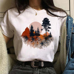 Women's Aesthetic Universe Planets Graphic T Shirt