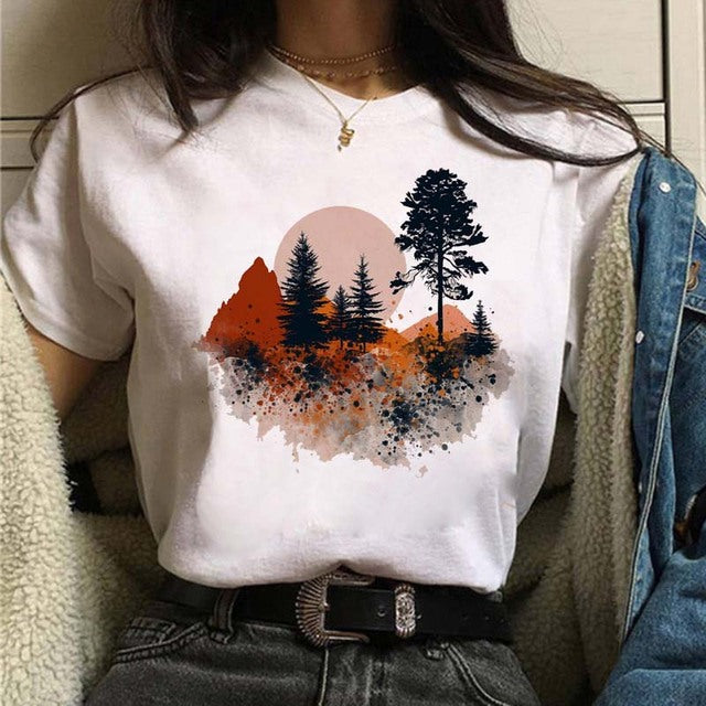 Women's Aesthetic Universe Planets Graphic T Shirt