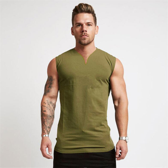 Men's Smooth Solid Summer V Neck Sports Tank Top