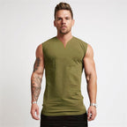 Men's Smooth Solid Summer V Neck Sports Tank Top