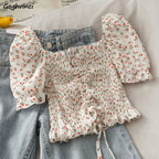 Women's Floral Ruffled Tops ILLUSION CO