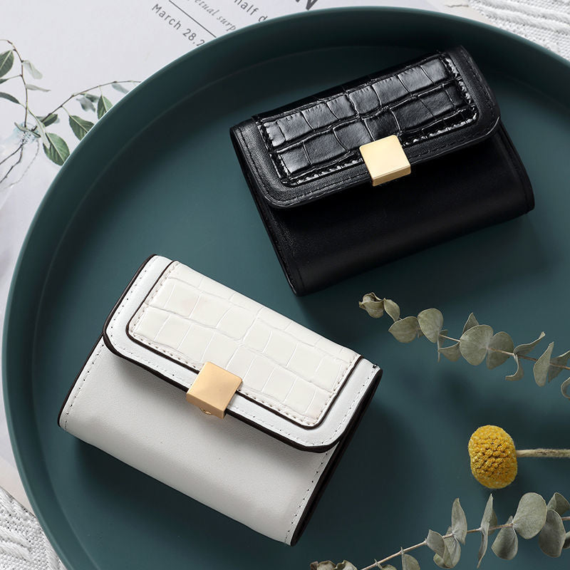 Simple Women's Small Fashion Card Bag with Buckle Wallet