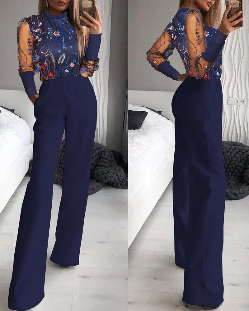 Women's Elegant Contrast Stitch Jumpsuit