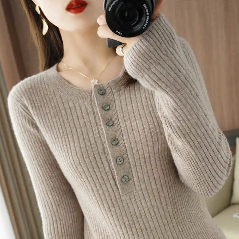 Women's O Neck Warm Sweater ILLUSION CO