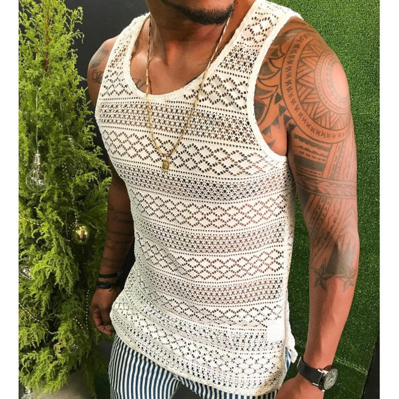 Men's Breathable Polyester Fiber Tank Top for Gym Training