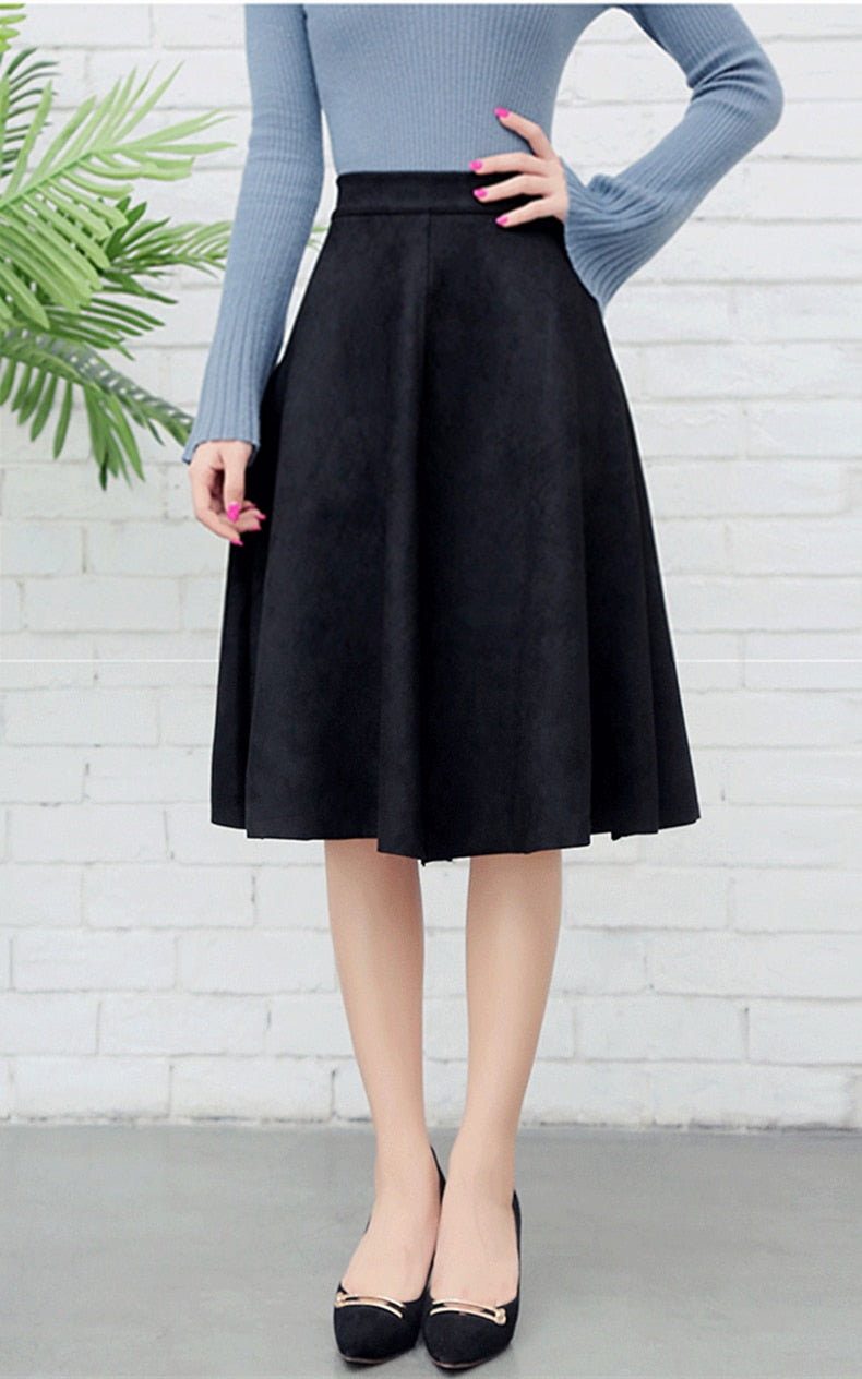 Women's Suede Midi Skirt