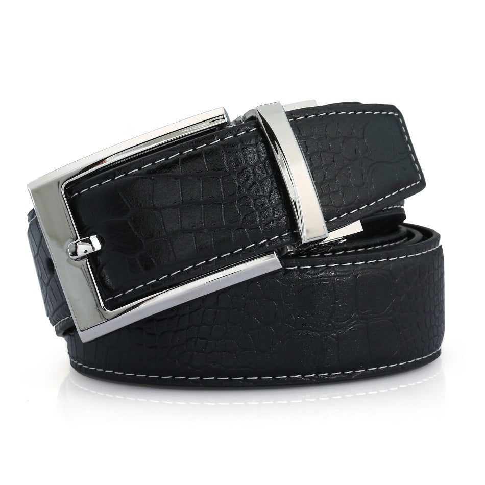 Men's Casual Leather Belt with Pin Holes