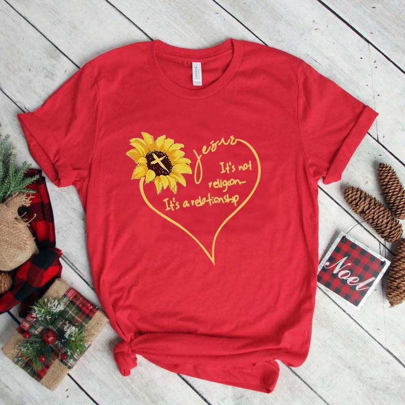 Women's Sunflower Print Casual T Shirt
