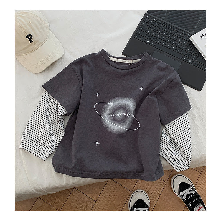 Boys' Cotton Long Sleeve Round Neck T-Shirt (Ages 3-13)