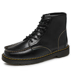 Men's High-Top Cowhide Martin Trendy Tooling Boots ILLUSION CO Black plus velvet 38