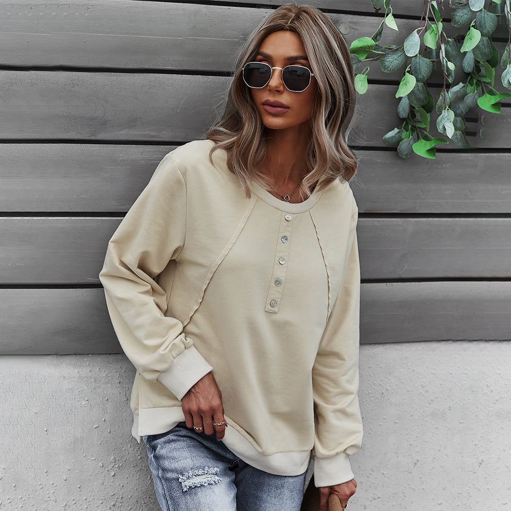 Trendy Women's Long-Sleeved Round Neck Pullover Sweater Women's Knitwear & Sweaters Unbranded Apricot L