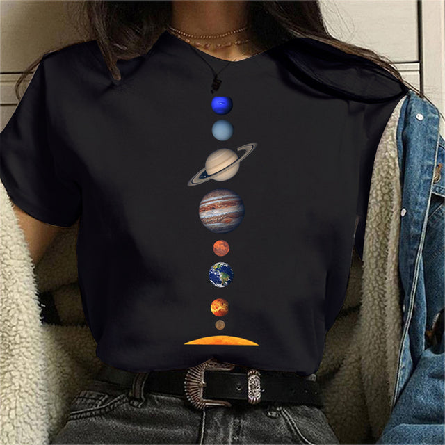 Women's Aesthetic Universe Planets Graphic T Shirt