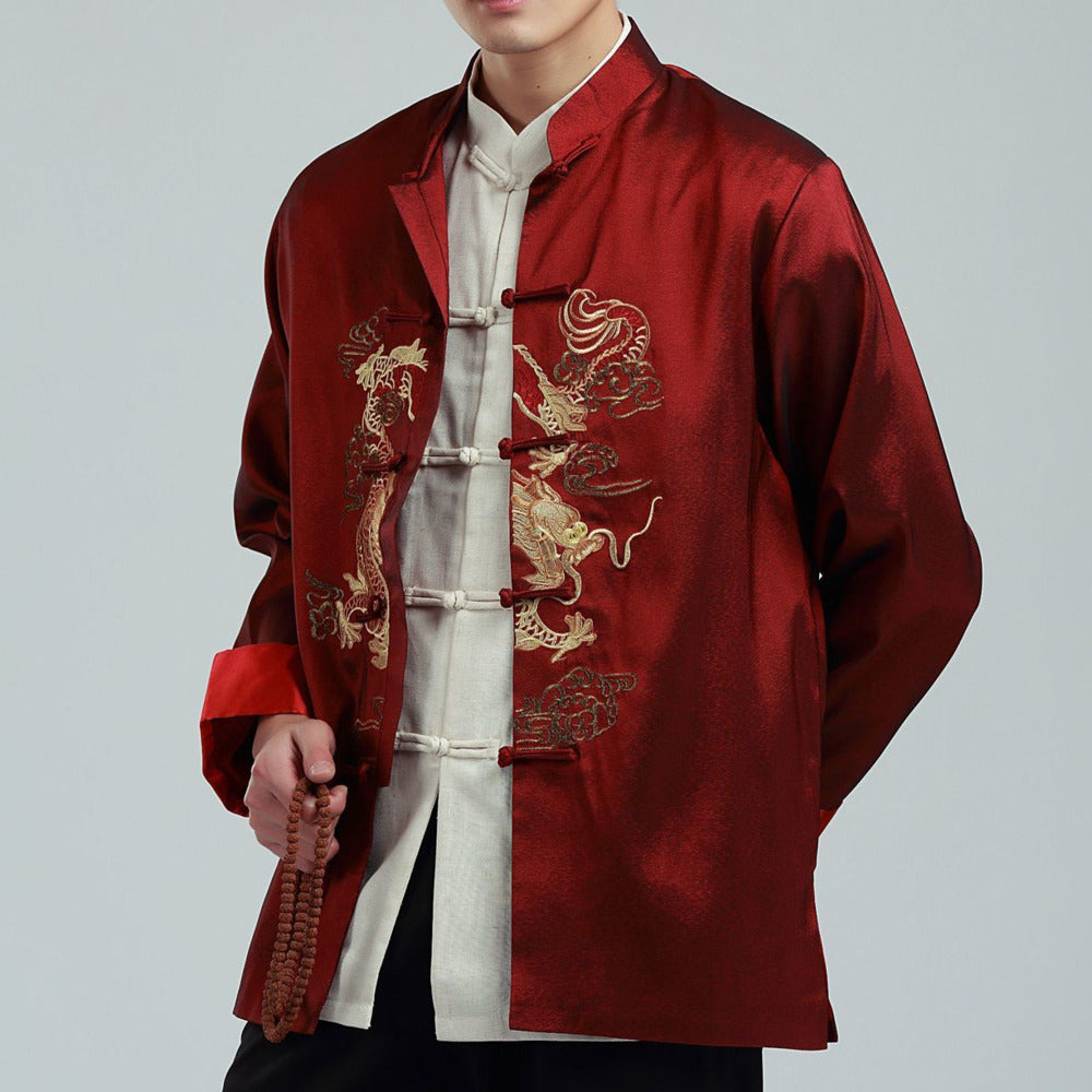 Men's Chinese Style Embroidered Dragon Jacket