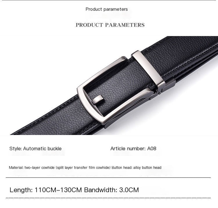 Men's Genuine Leather Automatic Buckle Belt - Fashionable Men's Belt Unbranded