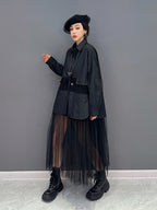 Women's Mesh Spliced Shirt Dress