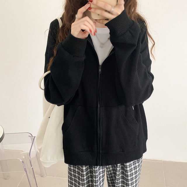 Women's Thermal Cardigan Zip Pullover Sweater