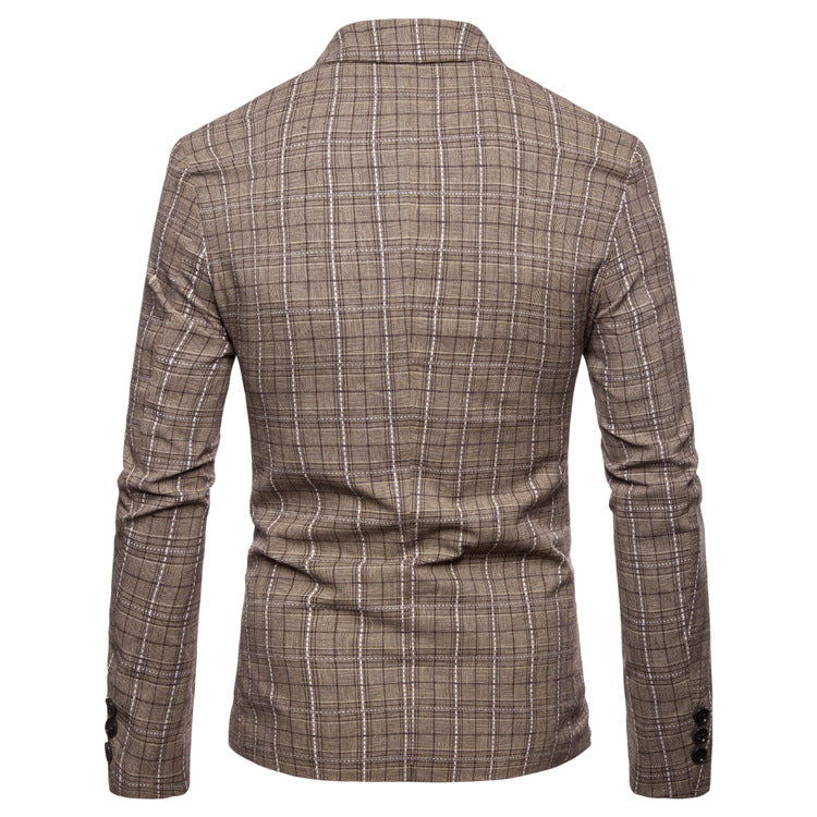 Men's Stylish Casual Plaid Suit Jacket Secondary image