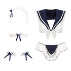 Women's Sheer Lace Sailor Uniform Lingerie Set Women's Lingerie Unbranded Blue One Size