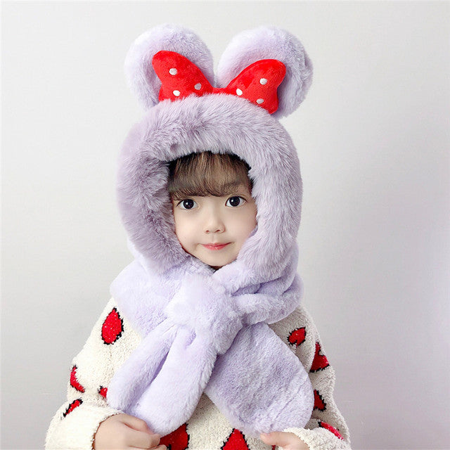 Children's Thick Warm Scarves And Hats With Cute Designs