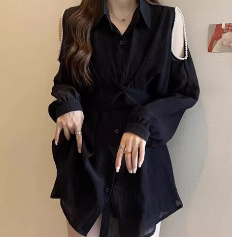 Women's Lapel Halter Shirt Dress