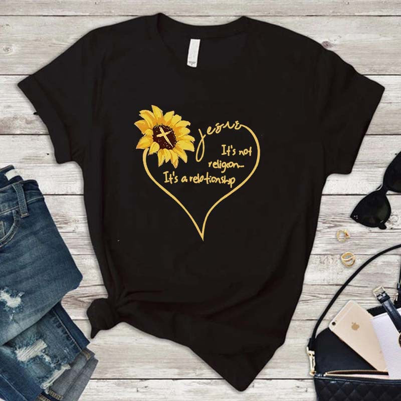 Women's Sunflower Print Casual T Shirt