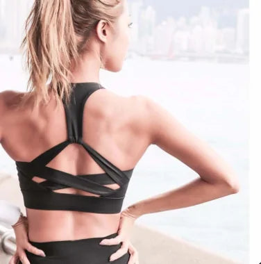 White Strap Push Up Sports Bra Womens Gym Yoga Athletic Vest Underwear