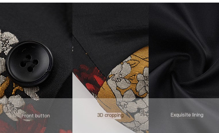 Gentleman Blazers for Men - Jacquard Slim Fit Tuxedo Men's Coats Unbranded
