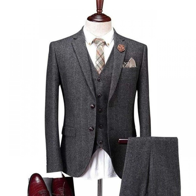 Men's Wool Tweed Tuxedo and Suit Set