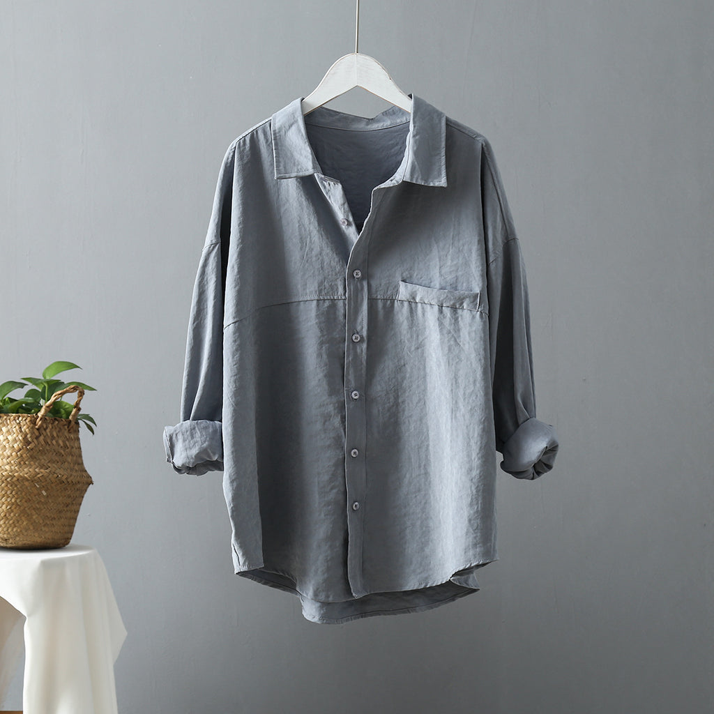 Women's Loose Plain Shirt Jacket