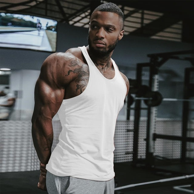 Men's Fitness Elastic Muscle Wide Shoulder Tank Top