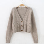 Women's Solid Short Cardigan Sweater Tops