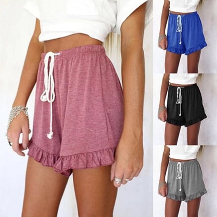 Women's Ruffled Drawstring Shorts