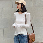 Women's Slim Fitted Long Sleeve Viscose Crew Neck Tops Women's Tops & T-shirt Unbranded