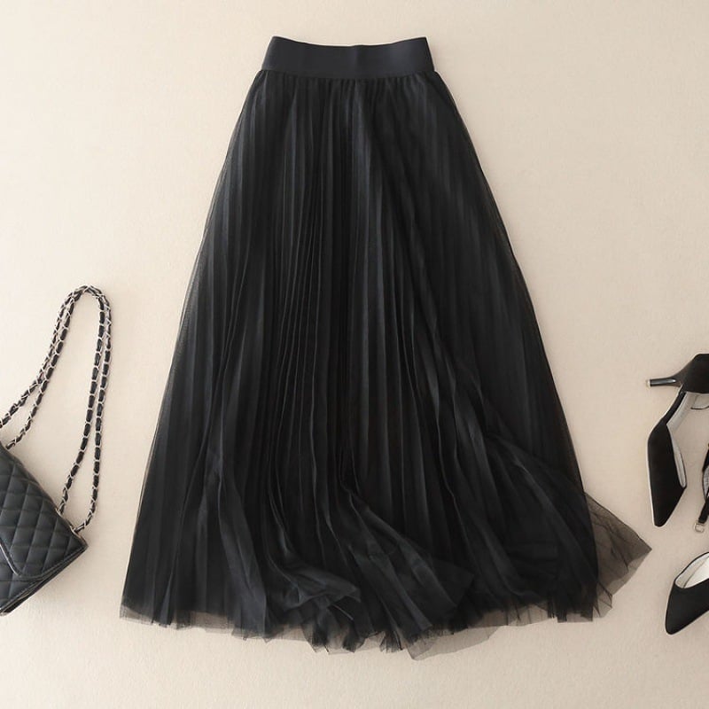 Women's Pleated Mesh Skirt