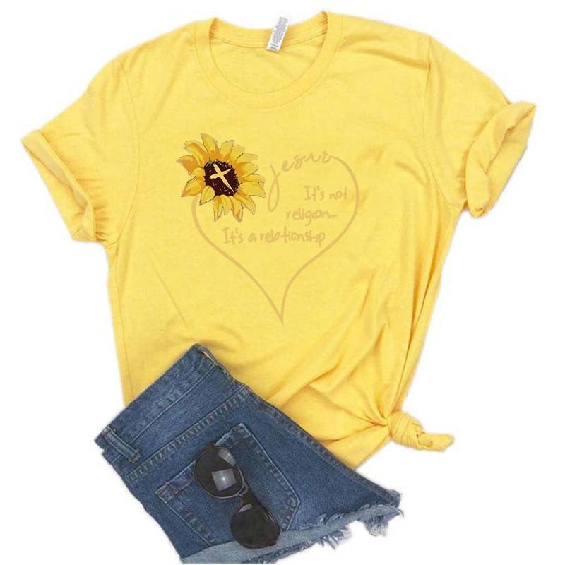 Women's Sunflower Print Casual T Shirt