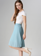 Women's Pleated Vintage High Waist Midi Skirt