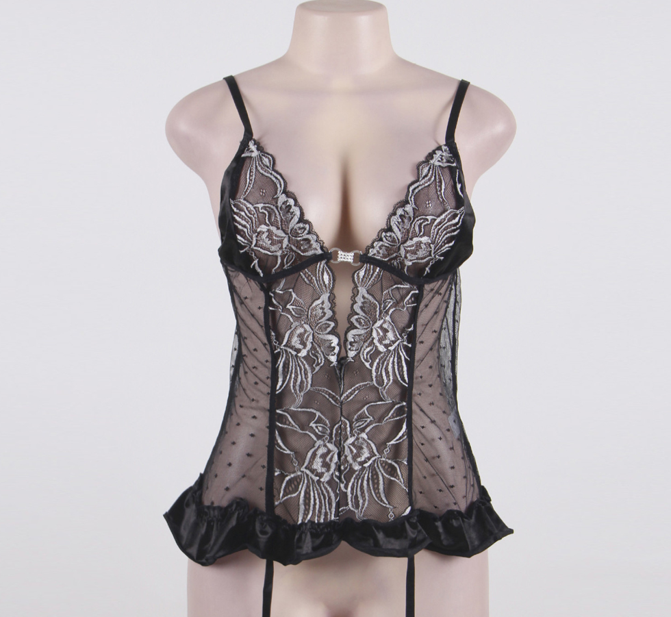 Women's Lace Bodysuit & Lingerie Sleepwear Set Women's Lingerie Unbranded Black 5XL
