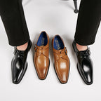 Men's Casual Leather Shoes with Buckle Set